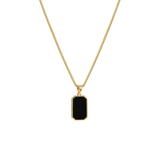 316L Stainless Steel Gold Rectangular Pendant Necklace