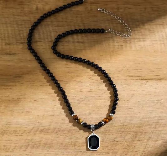 Tiger Eye Bead Rosary Necklace for Men