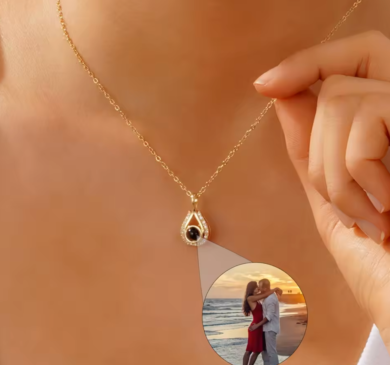 Custom Photo Projection Memorial Necklace