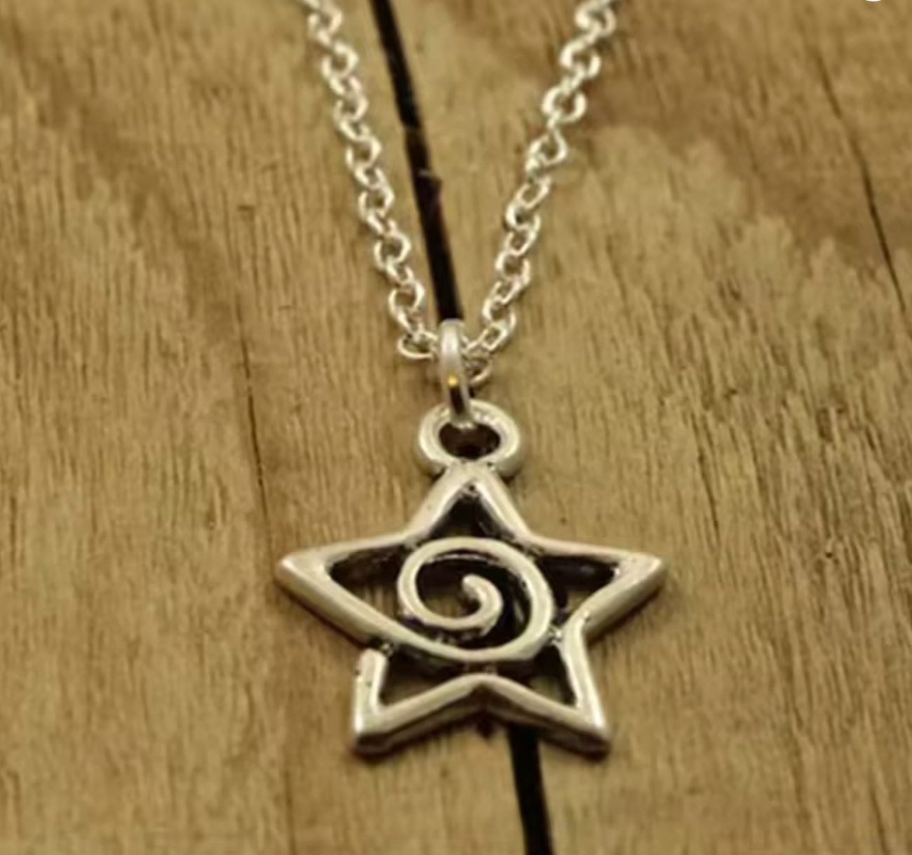 Y2K Silver Whirlpool Star Pendant Necklace