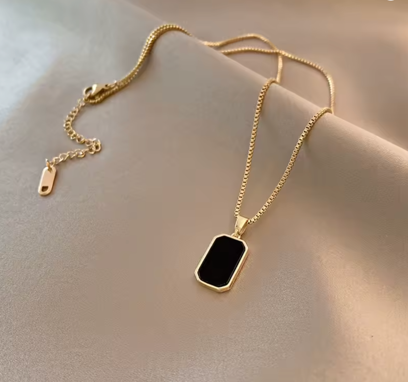 316L Stainless Steel Gold Rectangular Pendant Necklace