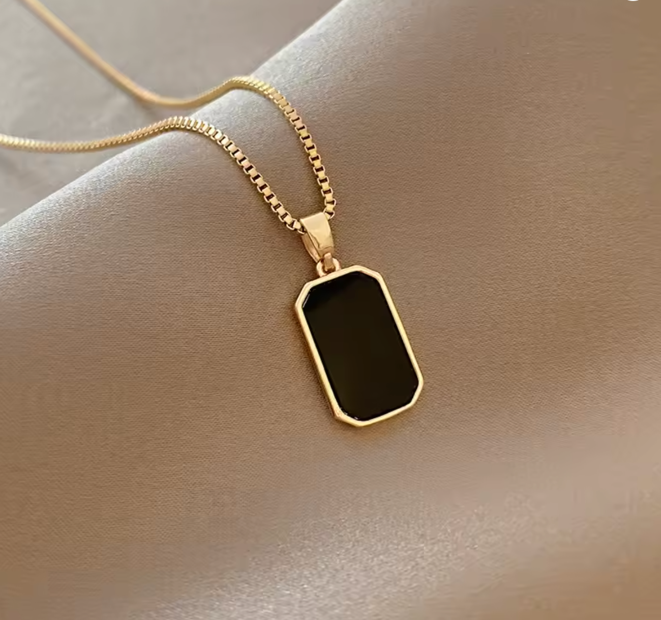 316L Stainless Steel Gold Rectangular Pendant Necklace