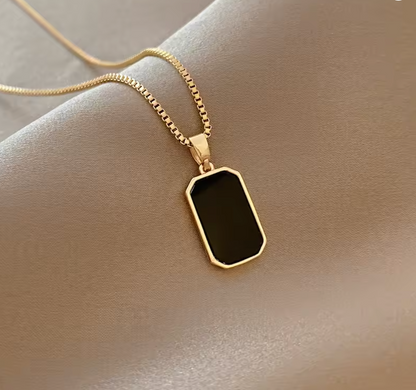 316L Stainless Steel Gold Rectangular Pendant Necklace