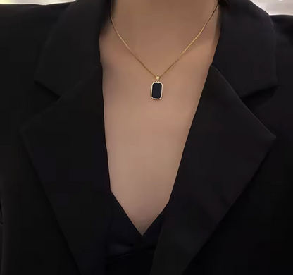 316L Stainless Steel Gold Rectangular Pendant Necklace