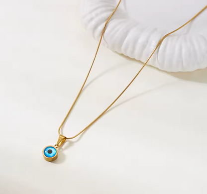 Stainless Steel Blue Evil Eye Pendant Necklace