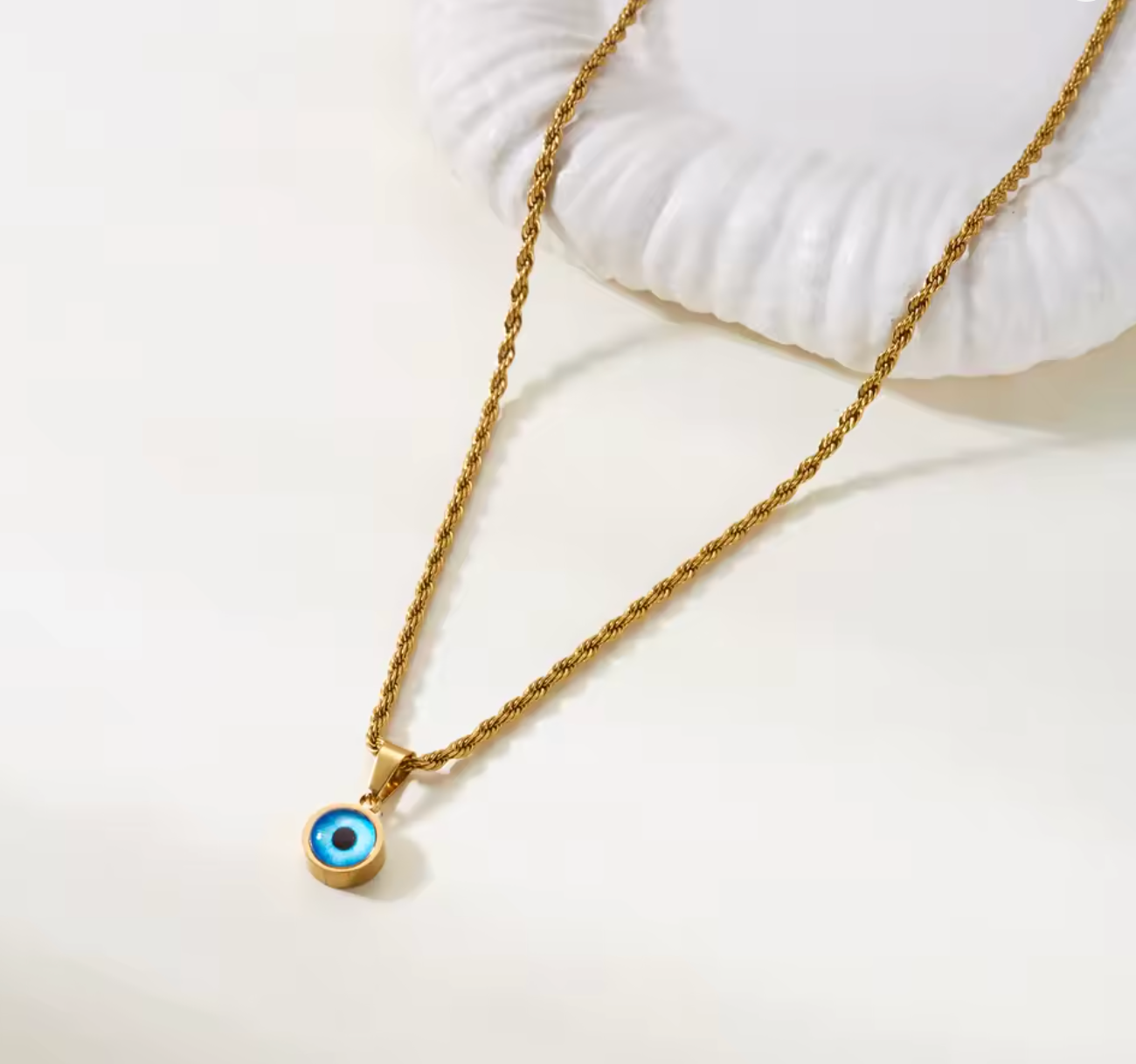 Stainless Steel Blue Evil Eye Pendant Necklace