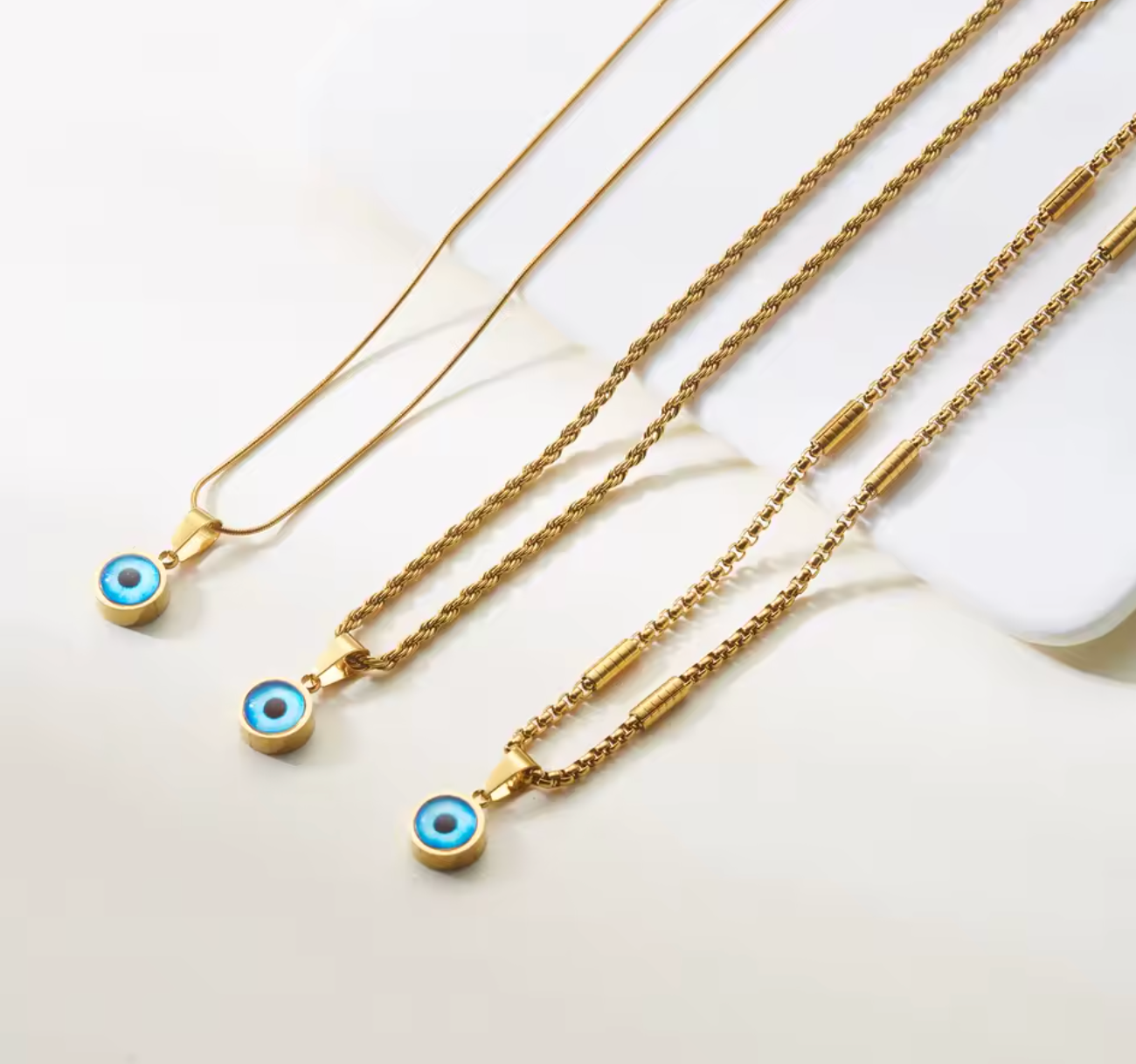 Stainless Steel Blue Evil Eye Pendant Necklace