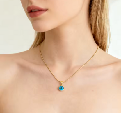 Stainless Steel Blue Evil Eye Pendant Necklace
