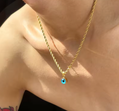 Stainless Steel Blue Evil Eye Pendant Necklace