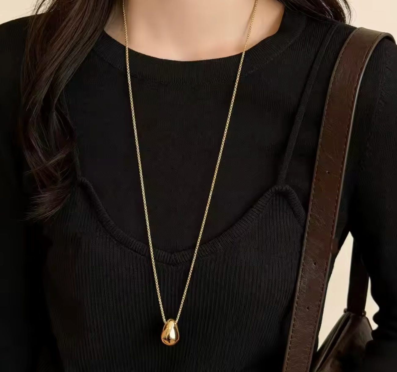 Stainless Steel Waterdrop Pendant Necklace