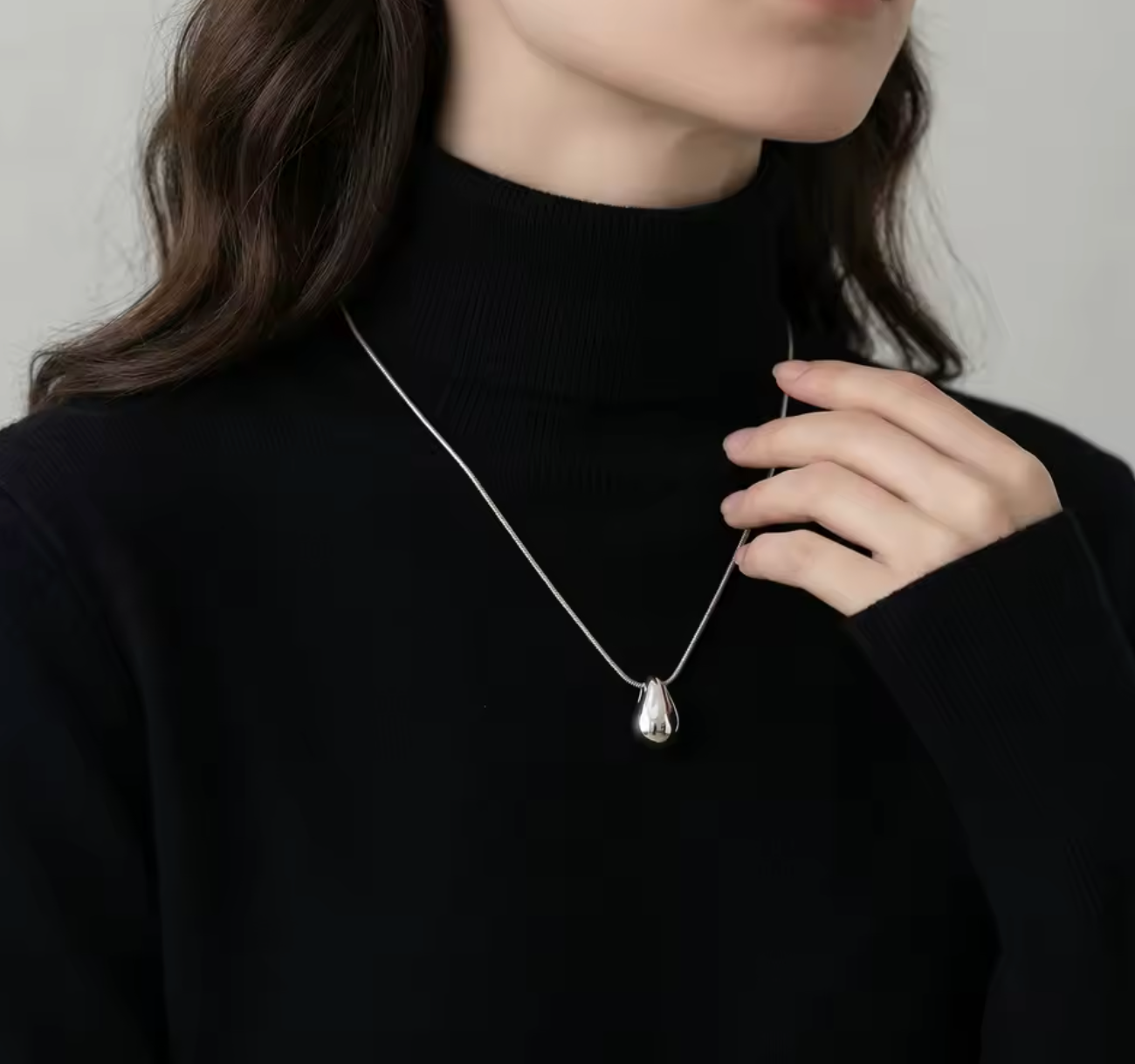 Stainless Steel Waterdrop Pendant Necklace
