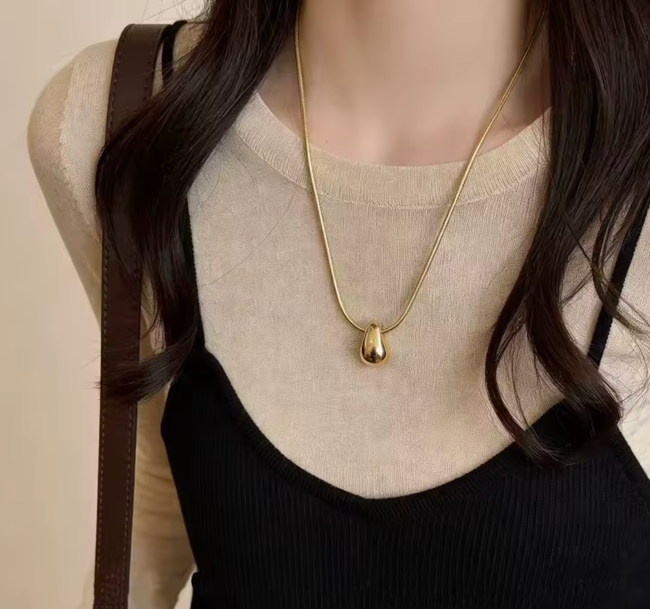 Stainless Steel Waterdrop Pendant Necklace