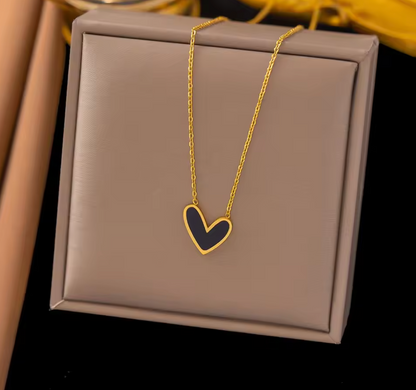 Gold Stainless Steel Shell Heart Pendant Necklace