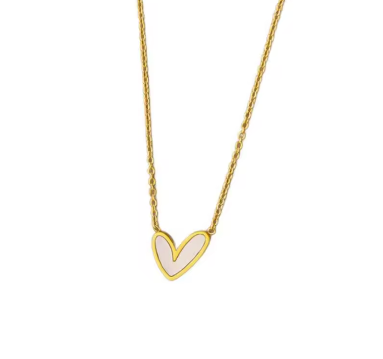 Gold Stainless Steel Shell Heart Pendant Necklace