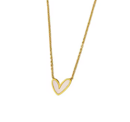Gold Stainless Steel Shell Heart Pendant Necklace