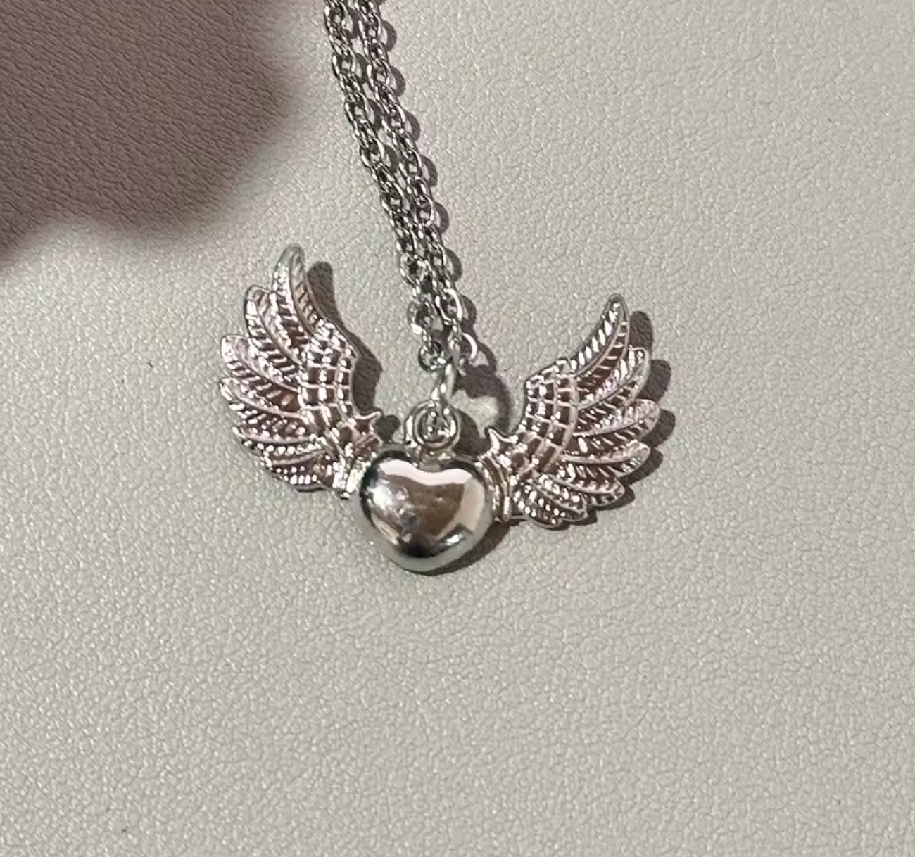 Vintage Heart & Angel Wing Pendant Necklace
