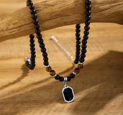 Tiger Eye Bead Rosary Necklace for Men