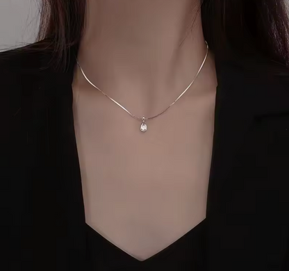 925 Sterling Silver Zircon Water Droplet Necklace