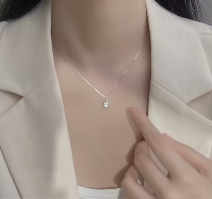 925 Sterling Silver Zircon Water Droplet Necklace