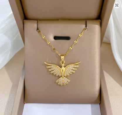 Stainless Steel Phoenix Eagle Pendant Necklace