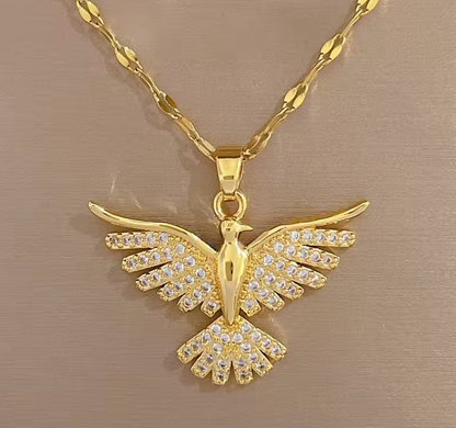 Stainless Steel Phoenix Eagle Pendant Necklace